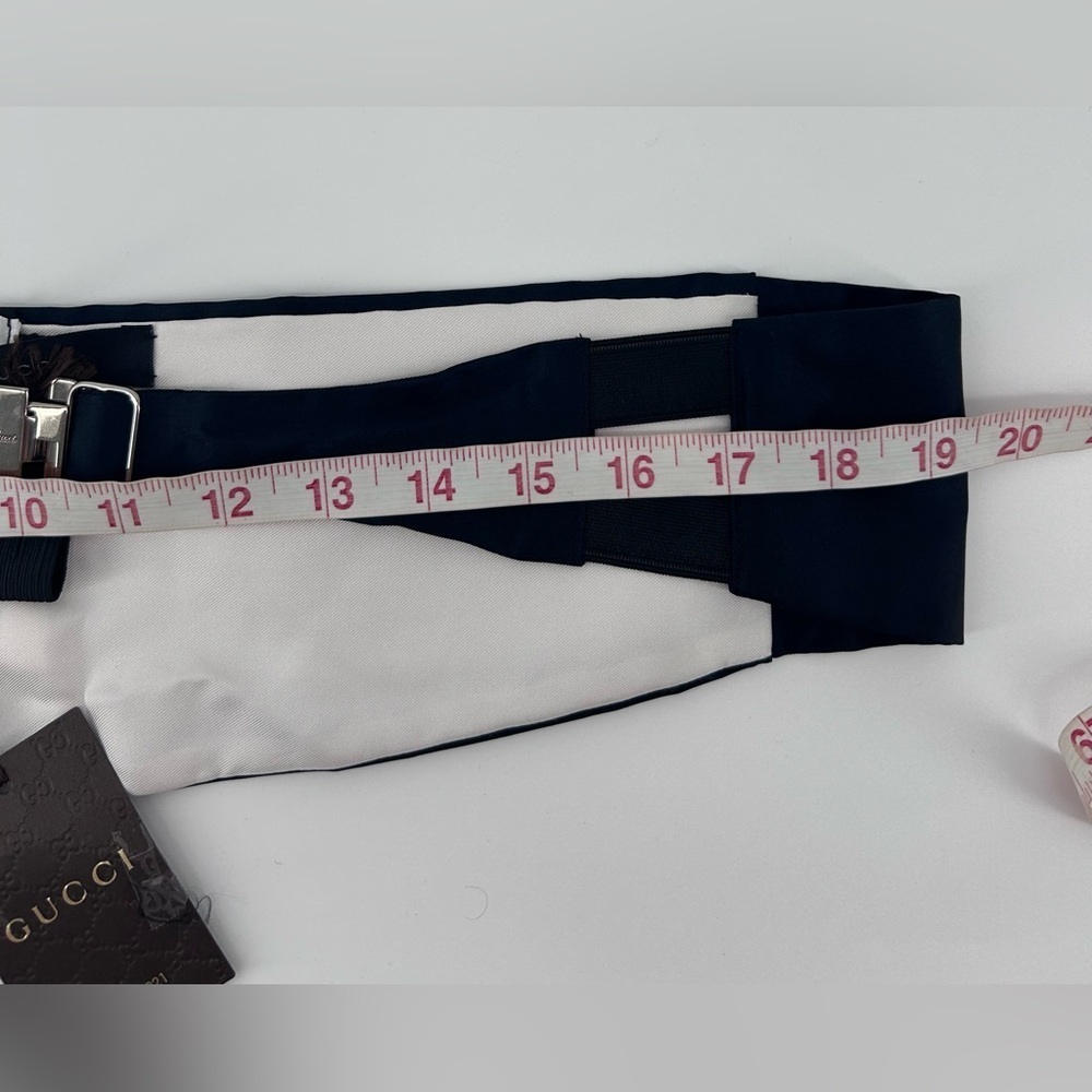 New With Tags Gucci Cummerbund Tuxedo Belt navy blue 100% Silk Medium - Picture 8 of 9